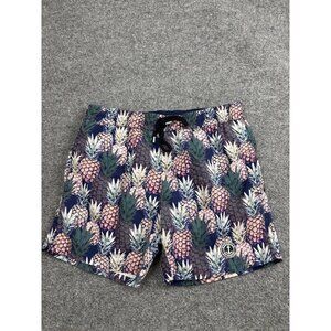 Europann Saint-Tropez Swim Shorts Mens Small Navy Pineapple Print Trunks Lined